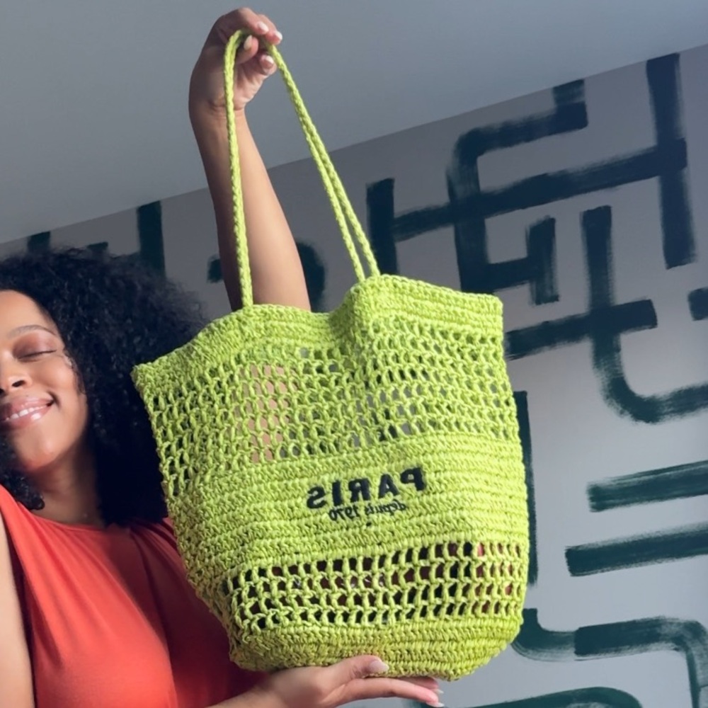 Knit Neon Green Tote Bag
